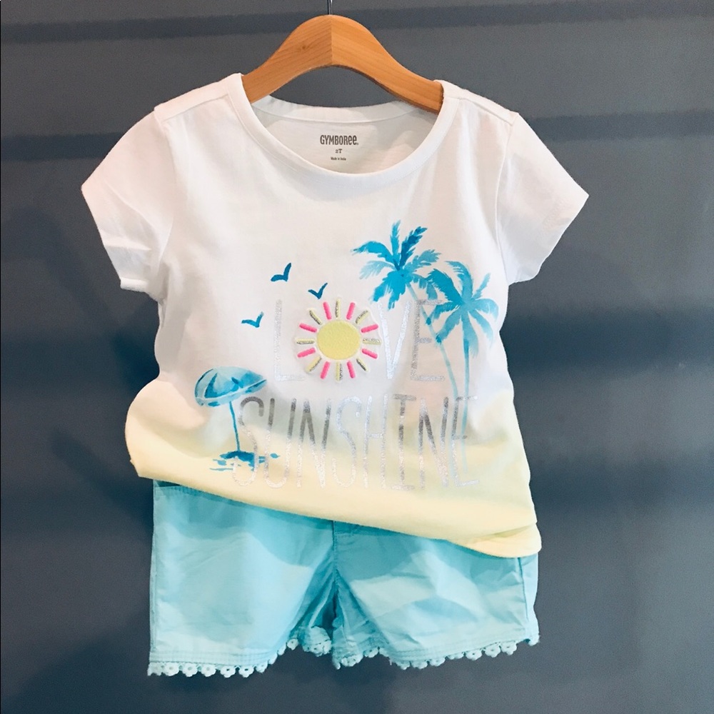 Gymboree Aqua and Love Sunshine Outfit